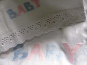 Lace trimmed Baby Embroidered sheet & pillow cases