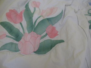 Applique Pink Water Lilies Botanical Garden Quilt with embroidered flower petals.