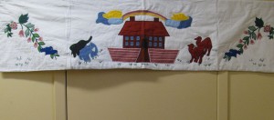 Hand quilted valance of the Ark to match the throw.