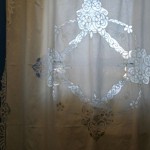 Winter White Elite Battenburg Lace Shower Curtain premium quality Cotton