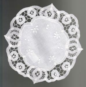 Battnburg Lace 100% Cotton 8" diameter Tea Coasters