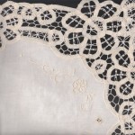 Battenburg Lace runner with hand embroidered details-Ecru colour