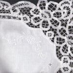 Battenburg Lace runner with hand embroidered details- White colour