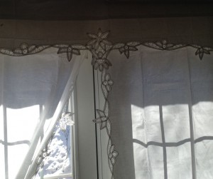 Blooms of Battenburg Lace Flower Valances is a very unique and beautiful design. Limited Availability.