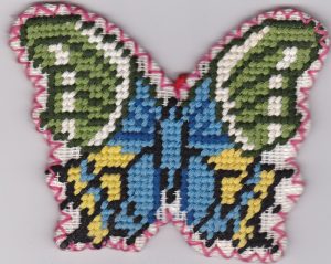 Needlepoint Butterfly shaped Tea Coasters 100% Wool hand stitched Gros Point Tapestry-Design #2