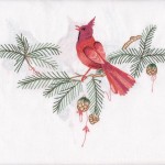 Cardinal embroidered bird tablecloth
