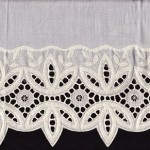 Polyester/Cotton blend Eyelet Lace all along the edge. Ecru Colour only. Queen size.