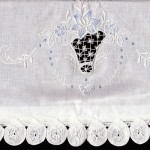 Wedding Bell Pillow Cases with a Tape Lace edge, and Lace Bars with Buttonholed Picots. Hint of Sky Blue colour. Generous size with 4" tongue Queen size only.