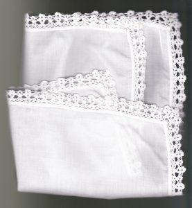 Fine Cathedral Lace crocheted Handkerchief Baby Bonnet