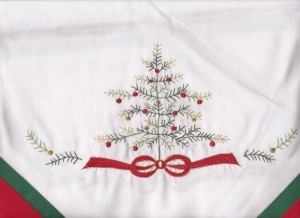 Embroidered Charlie Brown Christmas Tree in close up