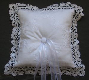 Handmade Cluny Lace can readily be a DIY elegant Lace Ring Bearer Pillow 
