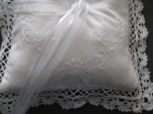 Handmade Cluny Lace can readily be a DIY elegant Lace Ring Bearer Pillow 
