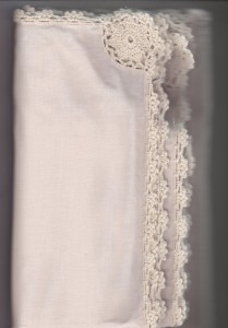 Ecru Crochet Lace trim Dinner size napkins-Cotton-set of 4