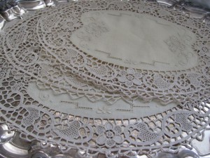 Pure Linen Reticella Lace place mat doily in Ecru colour