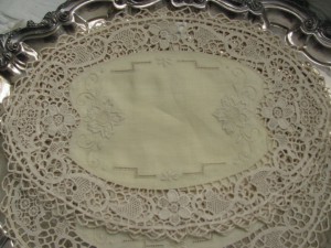 Pure Linen Reticella Lace place mat doily in Ecru colour