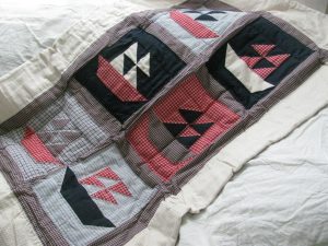 Baby hand quilted SAILBOAT Red-White-and-Blue with contour hand quilting/