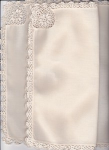 Ecru Crochet Lace trim Cocktail size napkins-Cotton-set of 4
