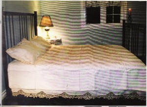 Elite Battenburg Lace bed skirt vintage ecru colour.