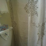 Elite Battenburg Lace Shower Curtain has a handmade lace edge on all sides...on sale now.