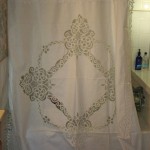 Winter White Elite Battenburg Lace Shower Curtain premium quality Cotton