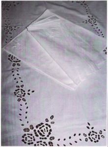 Broderie Anglaise White work embroidery Cotton tablecloth.