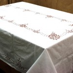 Broderie Anglaise White work embroidery Cotton tablecloth.