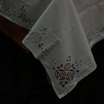 Broderie Anglaise White work embroidery Cotton tablecloth.