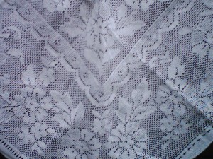 Vintage Flower Garden Lace tablecloth premium quality white cotton.