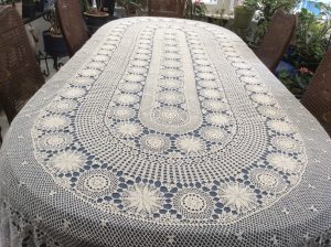 Snowflake Crochet Lace 100% Cotton in oval shape beautifully designed for oval table.