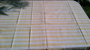 Ticking Stripe outdoor cotton tablecloth-Buttercup Yellow colour