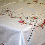 Royal Albert Moss Rose China pattern in a tablecloth format