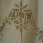 Simply Battenburg Lace shower Curtain is beautifully designed. Great for monogram.