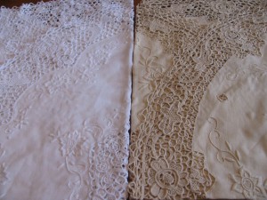 Pure Linen Reticella Lace tablecloth in White or Ecru colours.