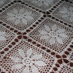 Hand crochet lace tablecloth Sunflower design available in White or Ecru.