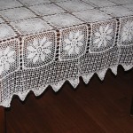 Hand crochet lace tablecloth Sunflower design available in White or Ecru.