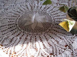 Windmill Crochet Lace tablecloths in square-oblong-round-oval shapes.