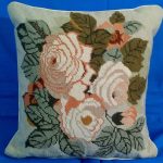Adam first tea rose woolen needlepoint tapestry cushion 