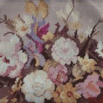Needlepoint Still Life Flowers in a Blue Vase Wool Tapestry cushion cover. 