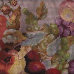 Needlepoint tapestry Harvest Fruit cushion cover close up version.