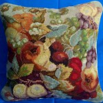 Needlepoint tapestry Harvest Fruit cushion cover.