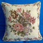 Roses and Ribbons woolen needlepoint cushion cover.