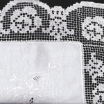 Close-up image of Tuscany Lace featuring Chrysanthemums in round or square 36 table topper.