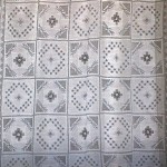 Handmade Modano Tuscany Lace tablecloths as no-sew curtain panel.