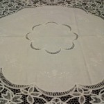 Romantic and elegant Battenburg Lace tablecloth for wedding cake display,
