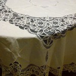 Romantic and elegant Battenburg Lace tablecloth for wedding cake display,