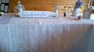 Unique Italian Modano Tuscan Filet Lace or Hand-knotted Tuscany Lace Tablecloth.