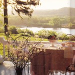 A luxurious afternoon Tea on the Patio, gazing into country scenery. To set a table with linens and lace will certainly enhance elegance and romance of the country. 