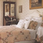 trimmed bedskirt with Lace pillow and sheet can add intimacy to any room.