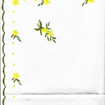 Yellow Blooms embroidered table topper for Easter or spring/summer.