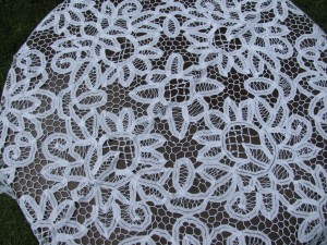 Solid Battenburg Lace handmade 100% Cotton pure and white square